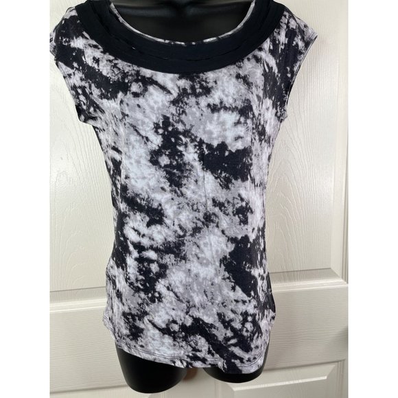 Ann Taylor Top Womens Sleeveless Black Multi Cotton Modal Round Neck Size Small - Picture 4 of 10